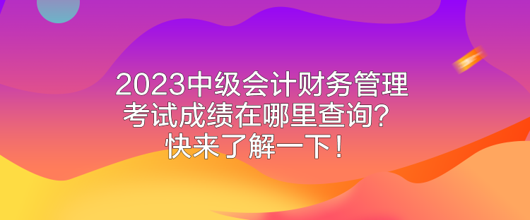 2023中級會計(jì)財務(wù)管理考試成績在哪里查詢？快來了解一下！