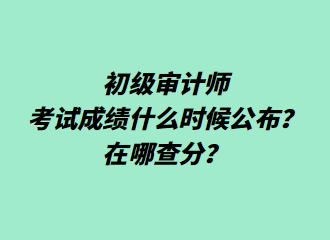 初級審計師考試成績什么時候公布？在哪查分？