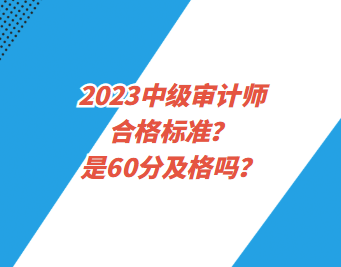 2023中級(jí)審計(jì)師合格標(biāo)準(zhǔn)？是60分及格嗎？