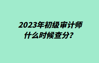 2023年初級審計師什么時候查分？