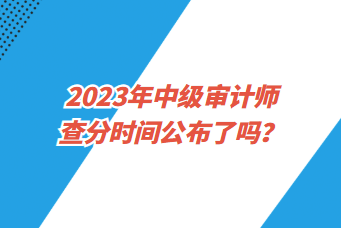 2023年中級審計師查分時間公布了嗎？