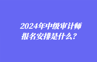 2024年中級審計(jì)師報名安排是什么？