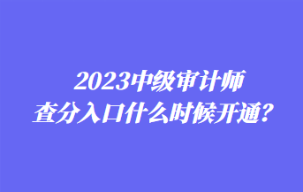 2023中級審計師查分入口什么時候開通？