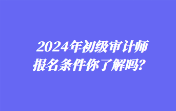 2024年初級(jí)審計(jì)師報(bào)名條件你了解嗎？