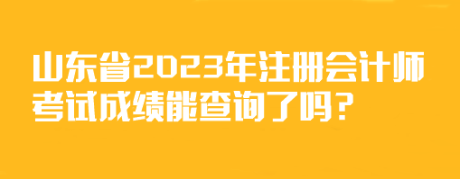 山東省2023年注冊會計師考試成績能查詢了嗎？