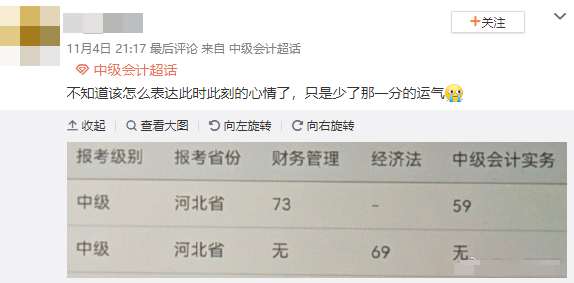 就差1分就合格了！中級會計考試成績沒到合格線可以申請復(fù)核！