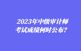 2023年中級審計師考試成績何時公布？