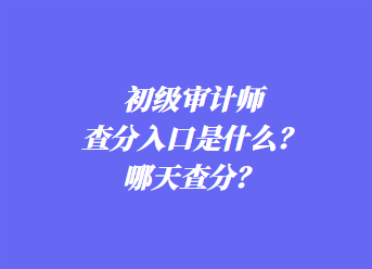 初級審計師查分入口是什么？哪天查分？