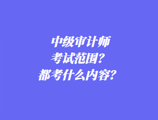 中級(jí)審計(jì)師考試范圍？都考什么內(nèi)容？