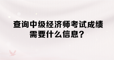 查詢中級經(jīng)濟師考試成績需要什么信息？