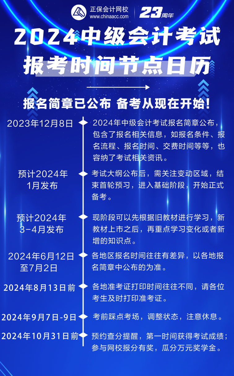 備考2024年中級會計考試 這些時間節(jié)點別錯過！