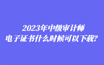 2023年中級(jí)審計(jì)師電子證書(shū)什么時(shí)候可以下載？