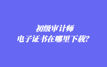 初級審計(jì)師電子證書在哪里下載？