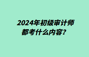 2024年初級(jí)審計(jì)師都考什么內(nèi)容？