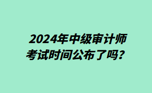 2024年中級審計師考試時間公布了嗎？