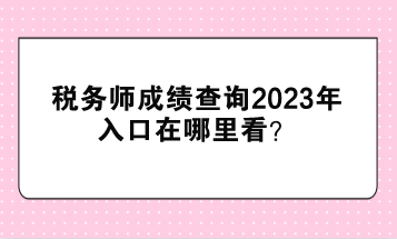 稅務(wù)師成績(jī)查詢2023年入口在哪里看？