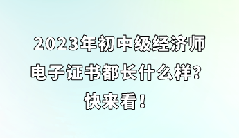 2023年初中級經(jīng)濟(jì)師電子證書都長什么樣？快來看！