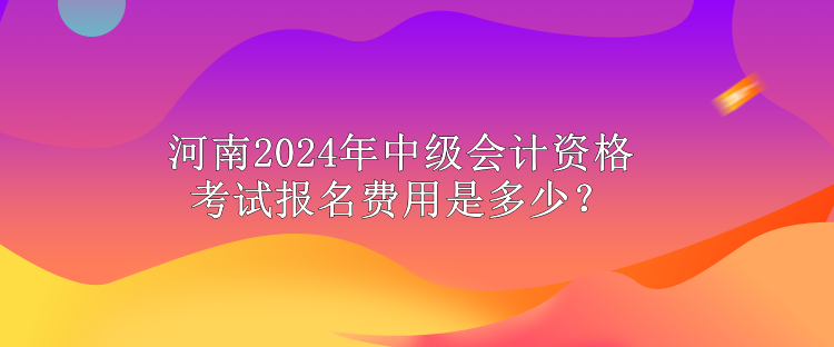 河南2024年中級會計資格考試報名費用是多少？