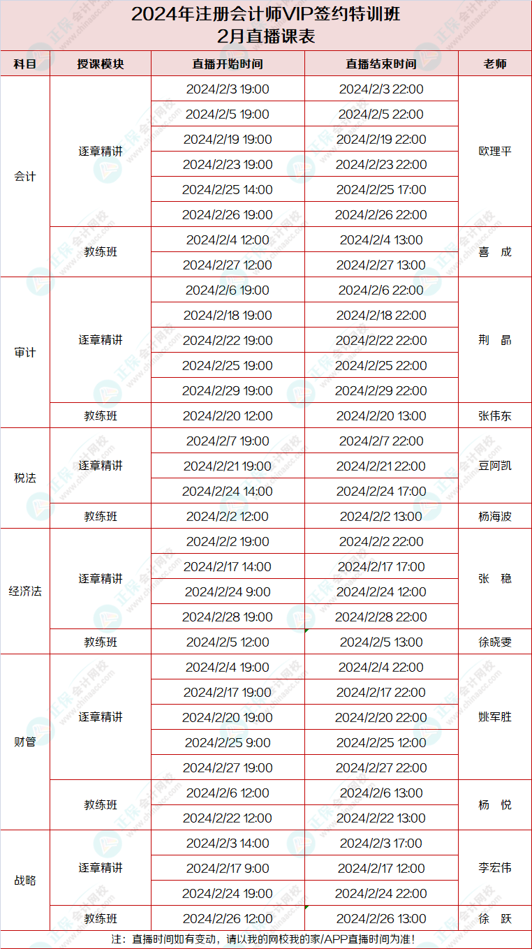 vip2月課表