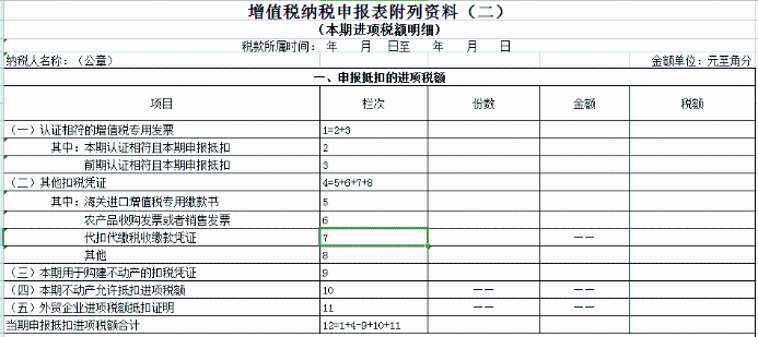 增值稅納稅申報表附列資料