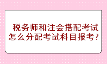 稅務(wù)師和注會搭配考試怎么分配考試科目進(jìn)行報考？