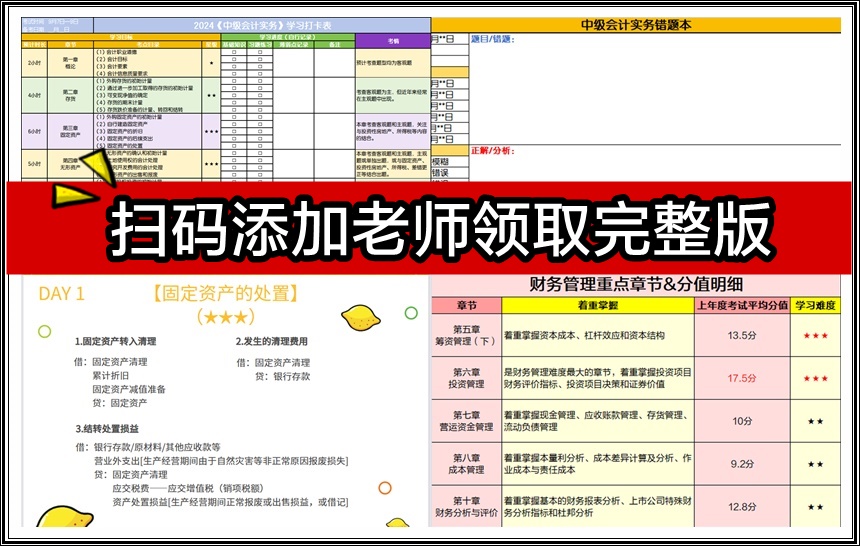 【超強學習包】中級會計八大實用資料 必須人手一份