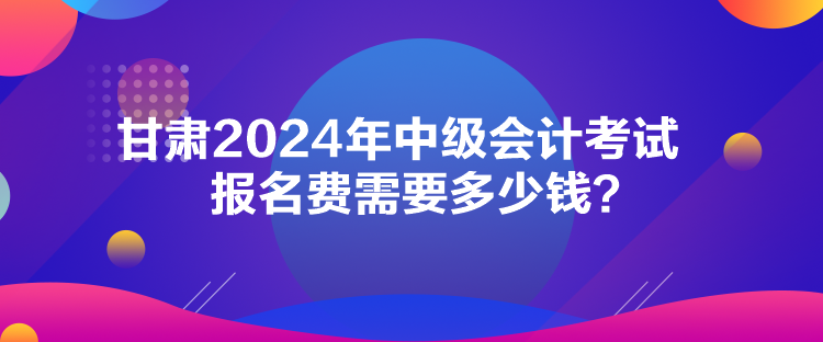 甘肅2024年中級會計考試報名費需要多少錢？