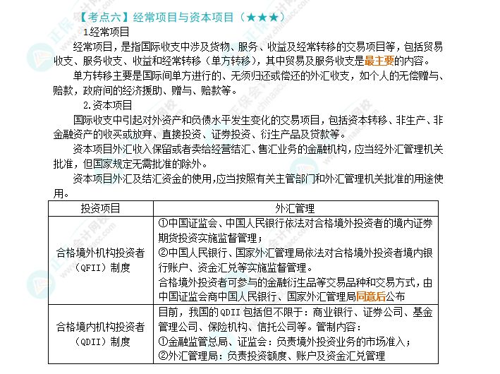 2024年注會《經(jīng)濟法》第12章高頻考點6：經(jīng)常項目與資本項目