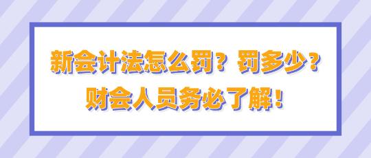 新會計法怎么罰？罰多少？財會人員務必了解！