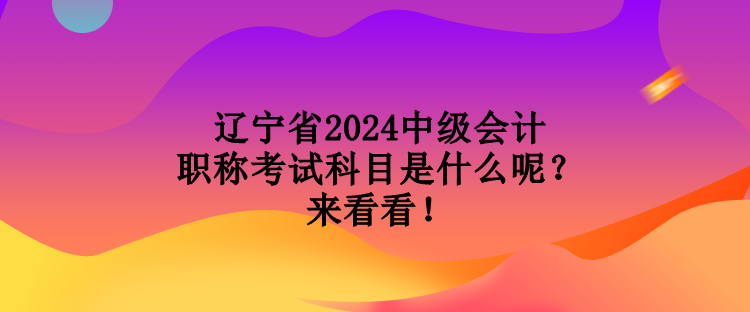 遼寧省2024中級(jí)會(huì)計(jì)職稱考試科目是什么呢？來(lái)看看！