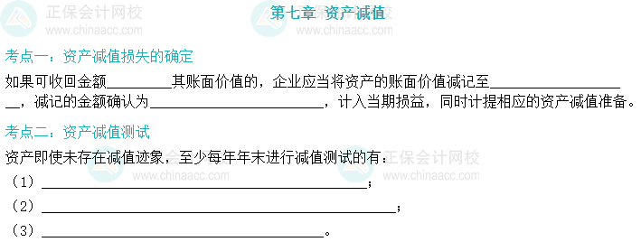 【默寫本】2024中級會計實務填空記憶——資產減值