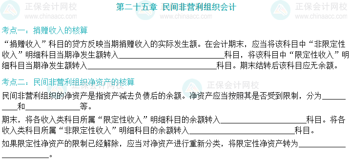 【默寫本】2024中級會計(jì)實(shí)務(wù)填空記憶——民間非營利組織會計(jì)