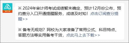 【預(yù)約提醒】2024年審計師考試成績12月公布？馬上來預(yù)約查分提醒~