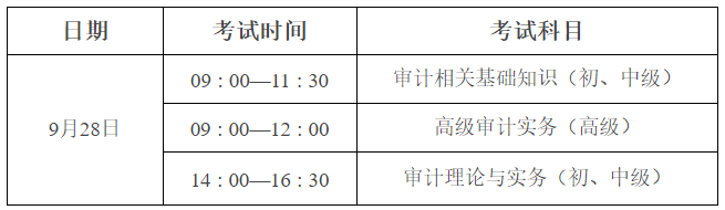 徐州2024年審計師考試時間