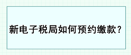 新電子稅局如何預(yù)約繳款？